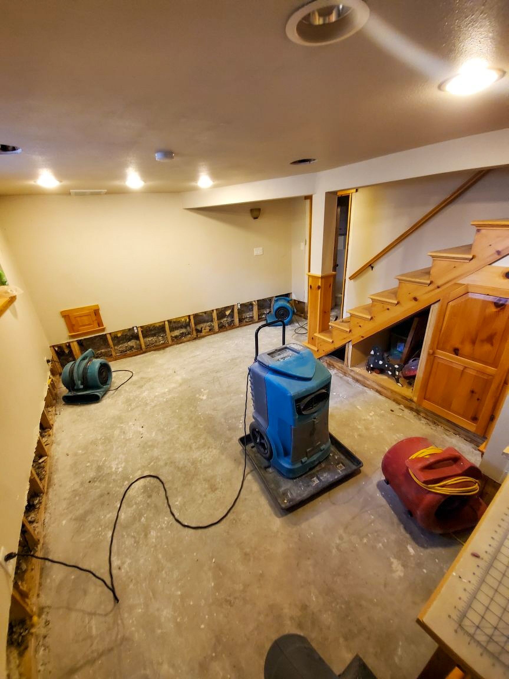 Basement drying after a water loss